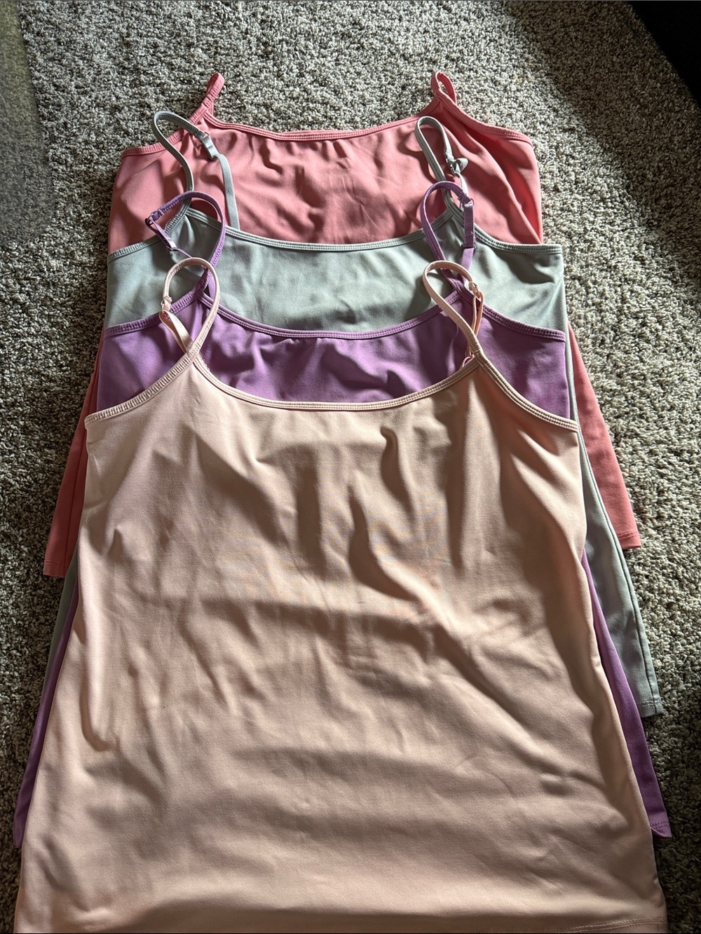 New York & Company Pastel Cami Tank Set - Peach, Lavender, Sage, Coral